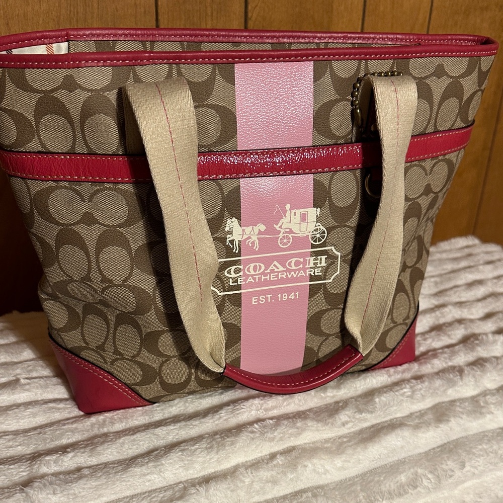 Coach Brown and Pink Signature Tote